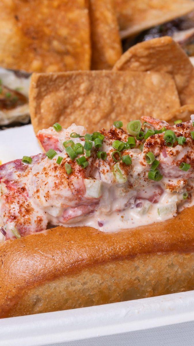 A lobster roll, cropped tall for a story ad