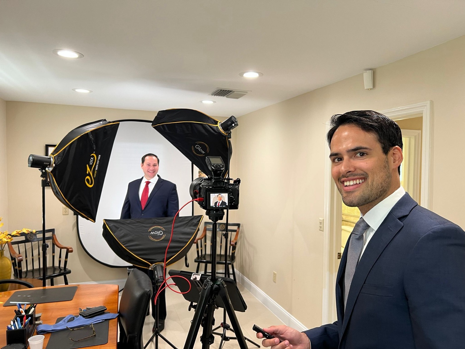 Headshot session lit with softboxes