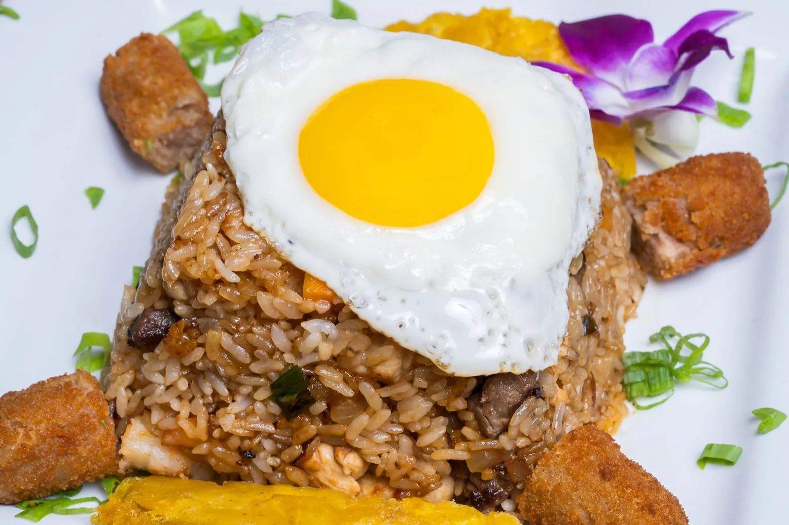 Fried rice topped with a sunny side egg