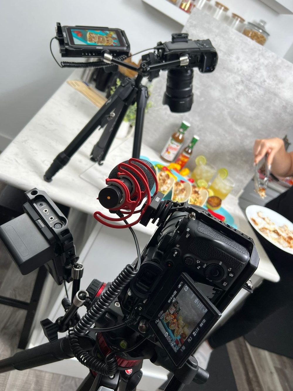 Our camera and lighting kit, packed for a shoot on location