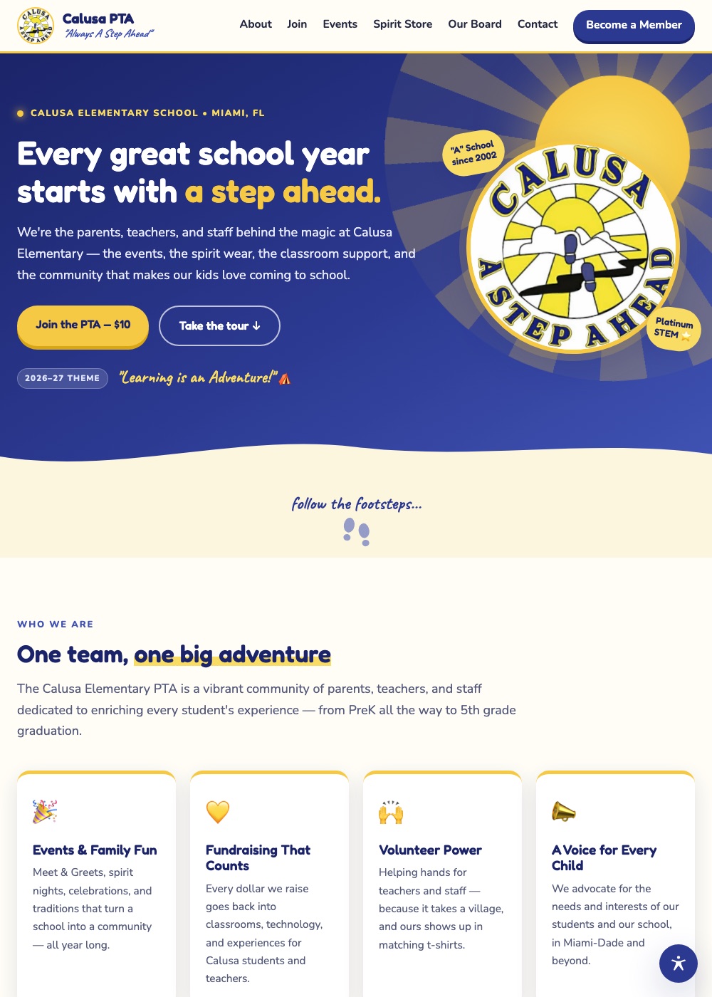 Website we designed and built for Calusa PTA, School PTA