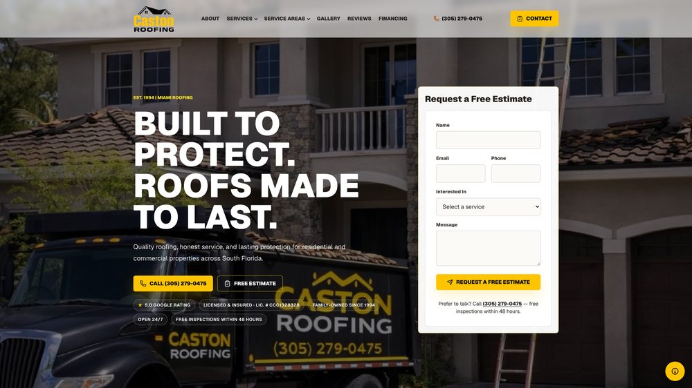 Caston Roofing website