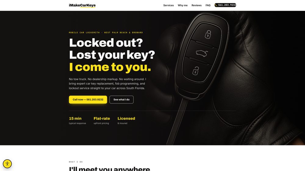 Website we designed and built for I Make Car Keys, Mobile Locksmith