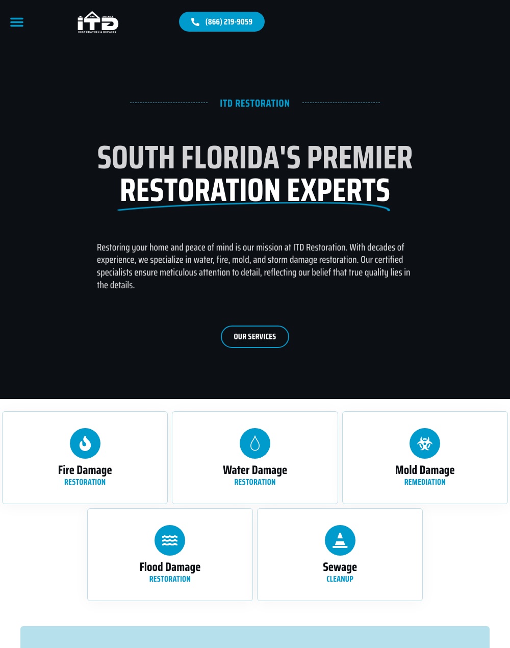Website we designed and built for ITD Restoration, Damage Restoration