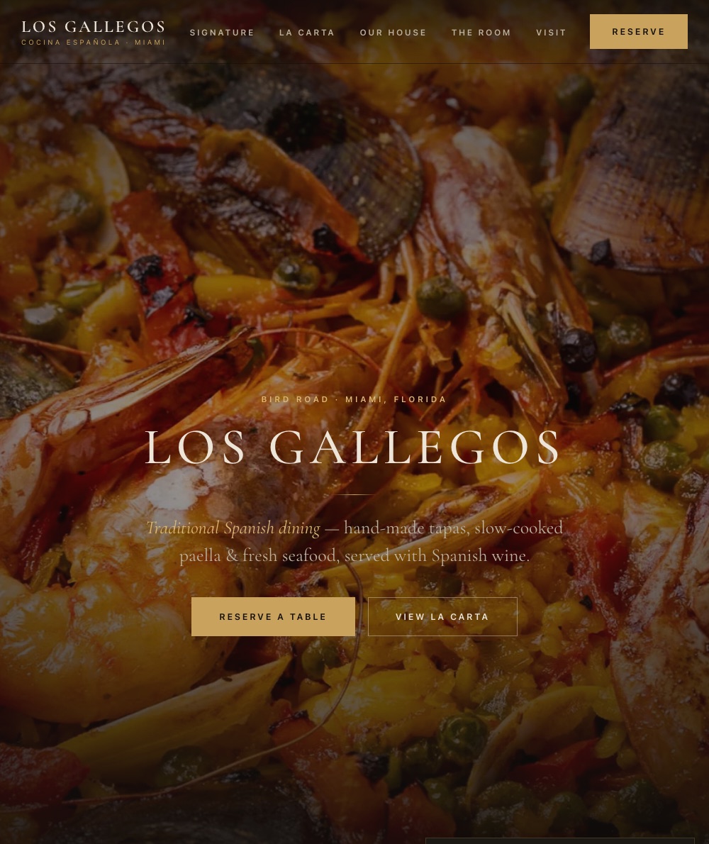 Website we designed and built for Los Gallegos, Comfort Food Restaurant
