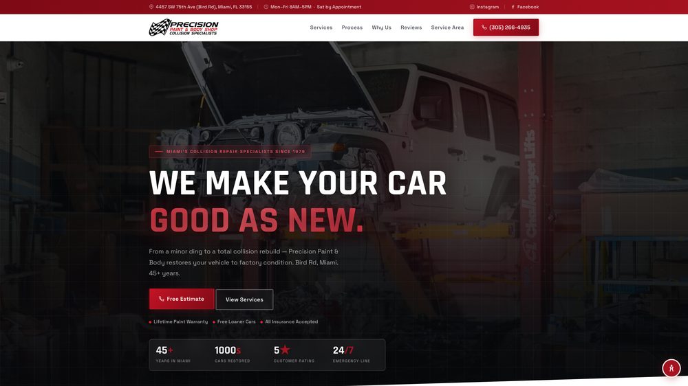 Website we designed and built for Precision Paint & Body, Collision & Paint