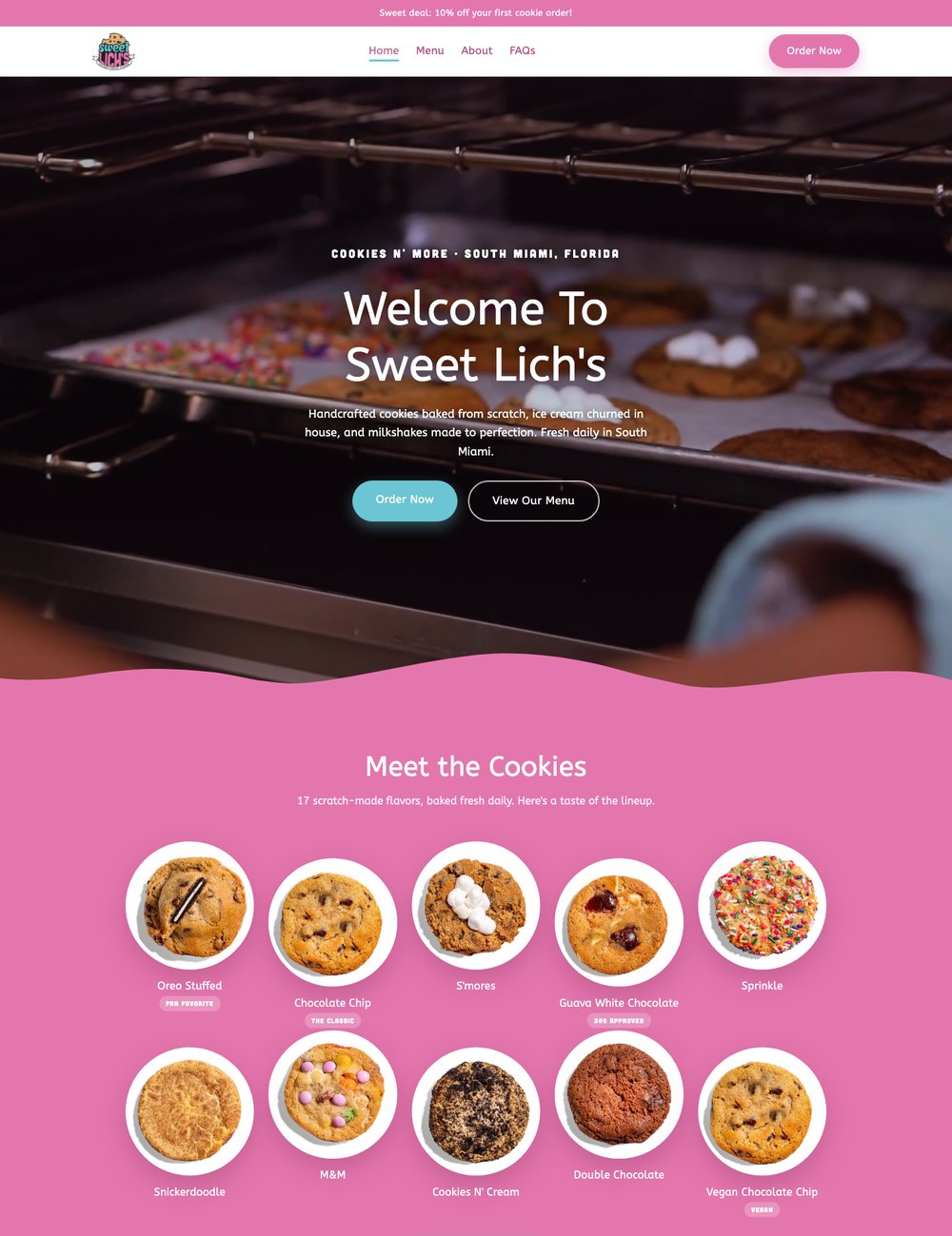 Website we designed and built for Sweet Lich's, Cookies & Ice Cream