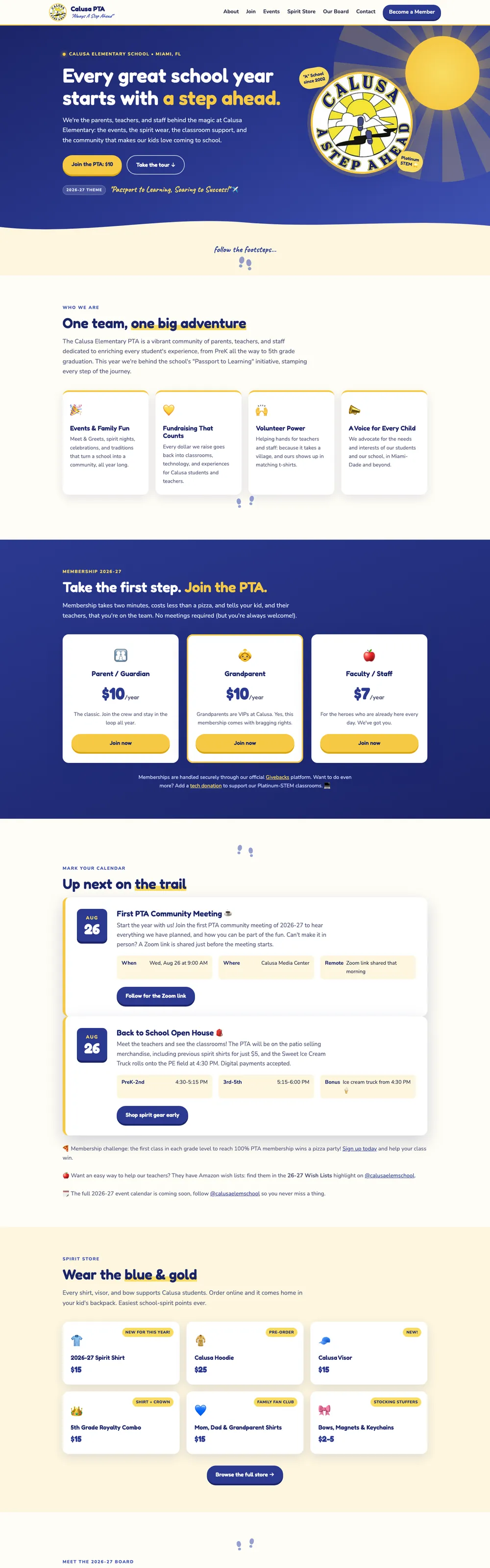 Sitio web que diseñamos y construimos para Calusa PTA