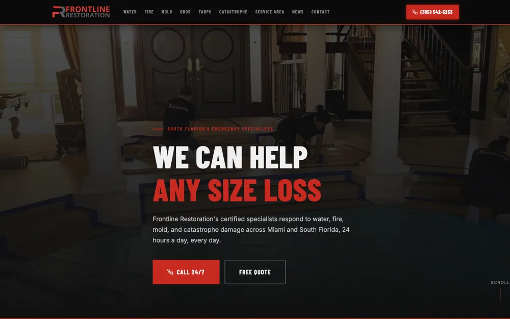 The Frontline Restoration website, built and shot by our team