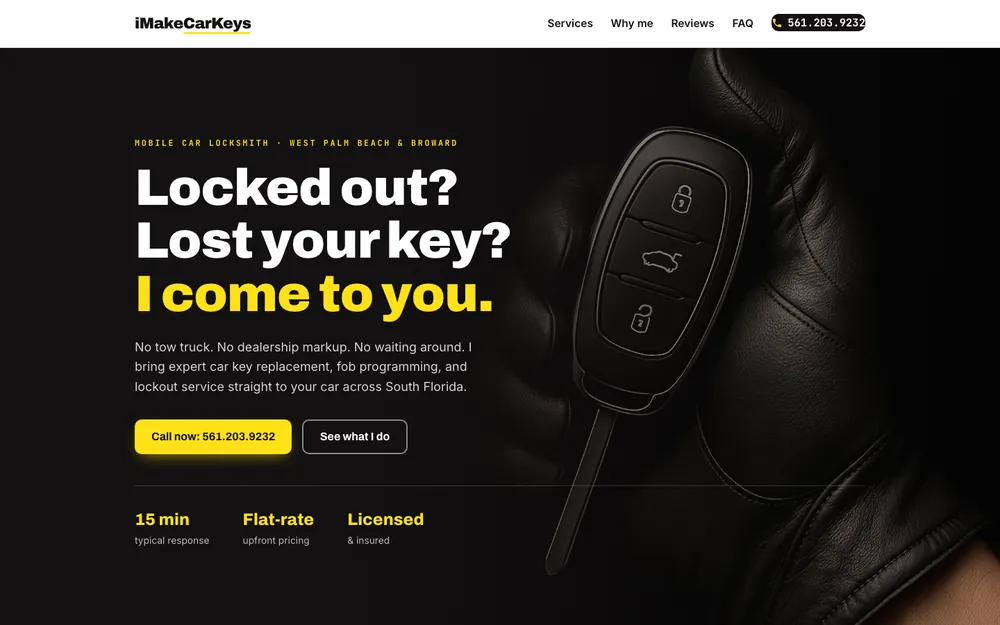 Website we designed and built for I Make Car Keys