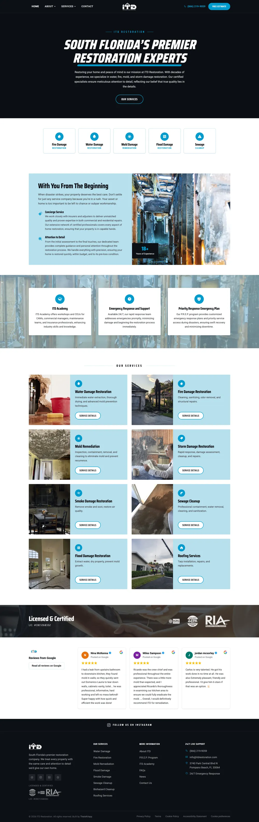 Sitio web que diseñamos y construimos para ITD Restoration