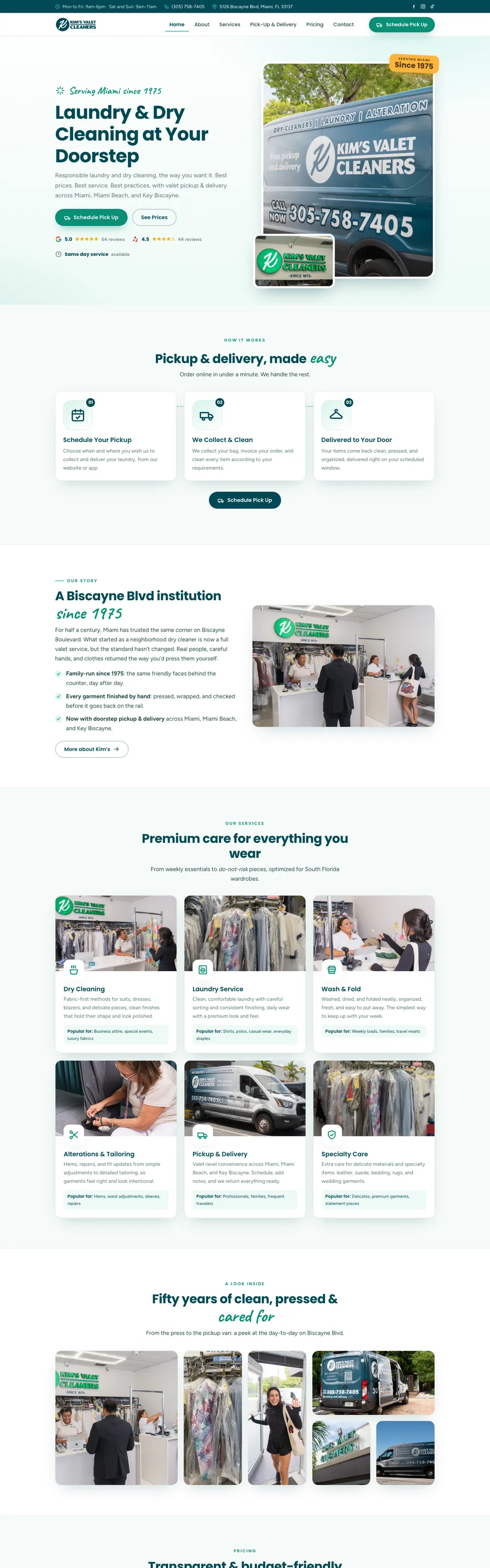 Sitio web que diseñamos y construimos para Kim's Valet Cleaners