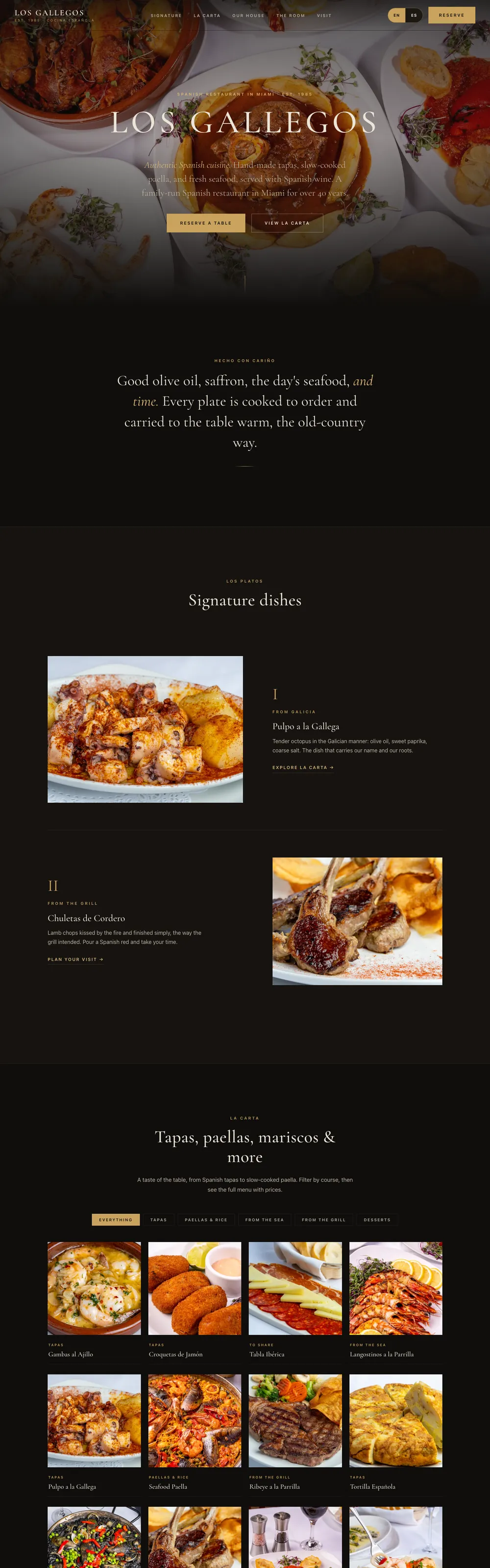 Sitio web de Los Gallegos, diseñado, fotografiado y construido por ThatsKrispy