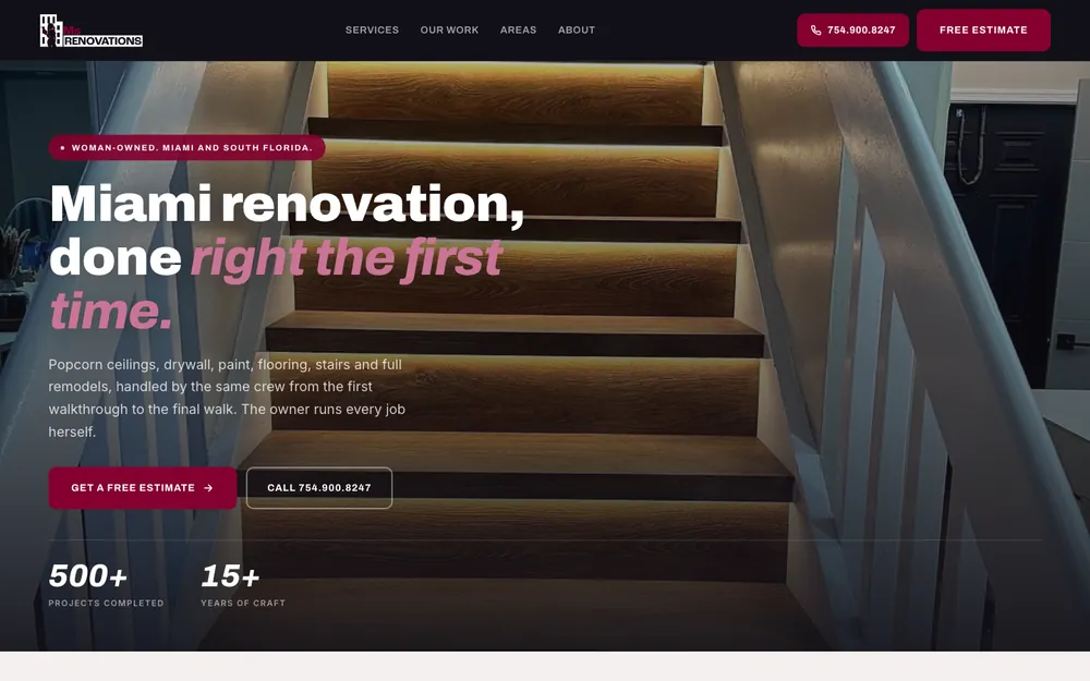 The homepage we designed and built for Ms Renovations Pro, a Miami remodeling company