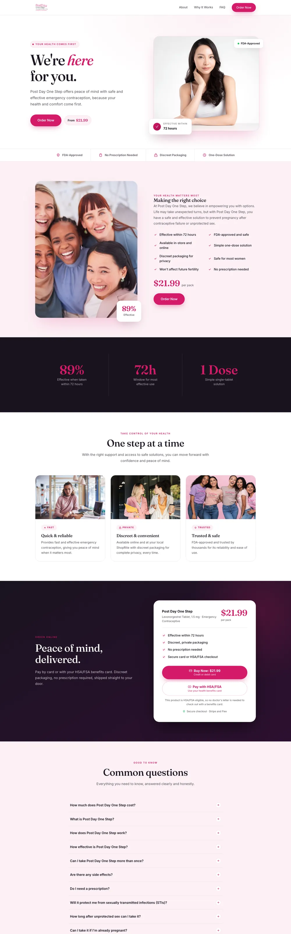 Sitio web que diseñamos y construimos para Post Day One Step