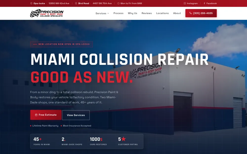 Website we designed and built for Precision Paint and Body