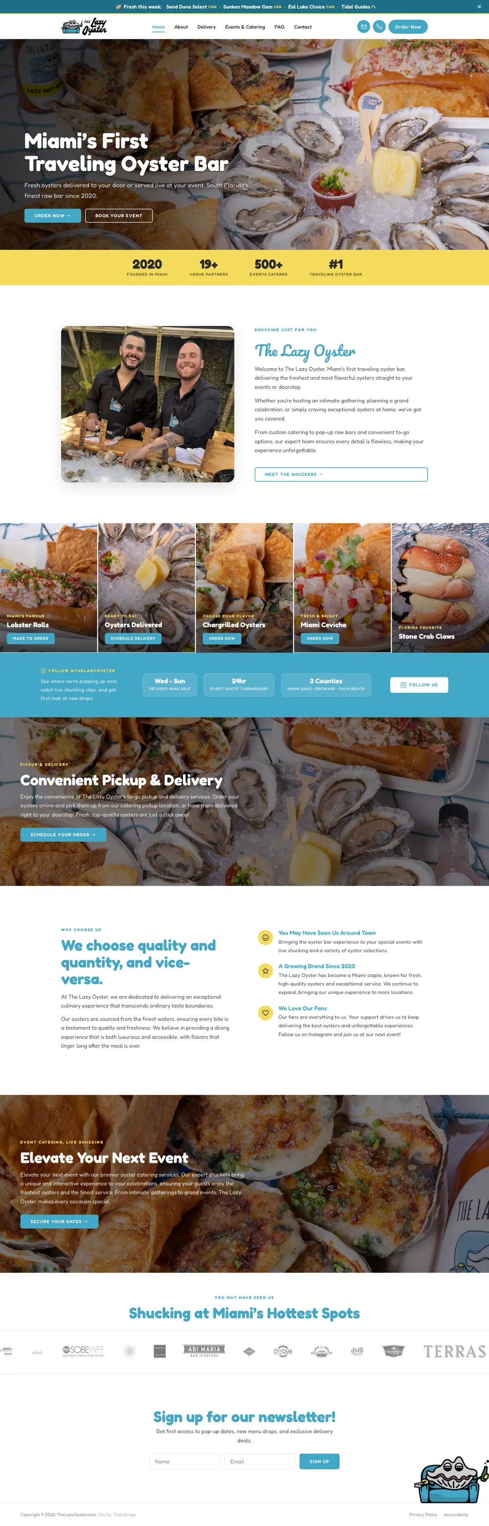 Sitio web que diseñamos y construimos para The Lazy Oyster