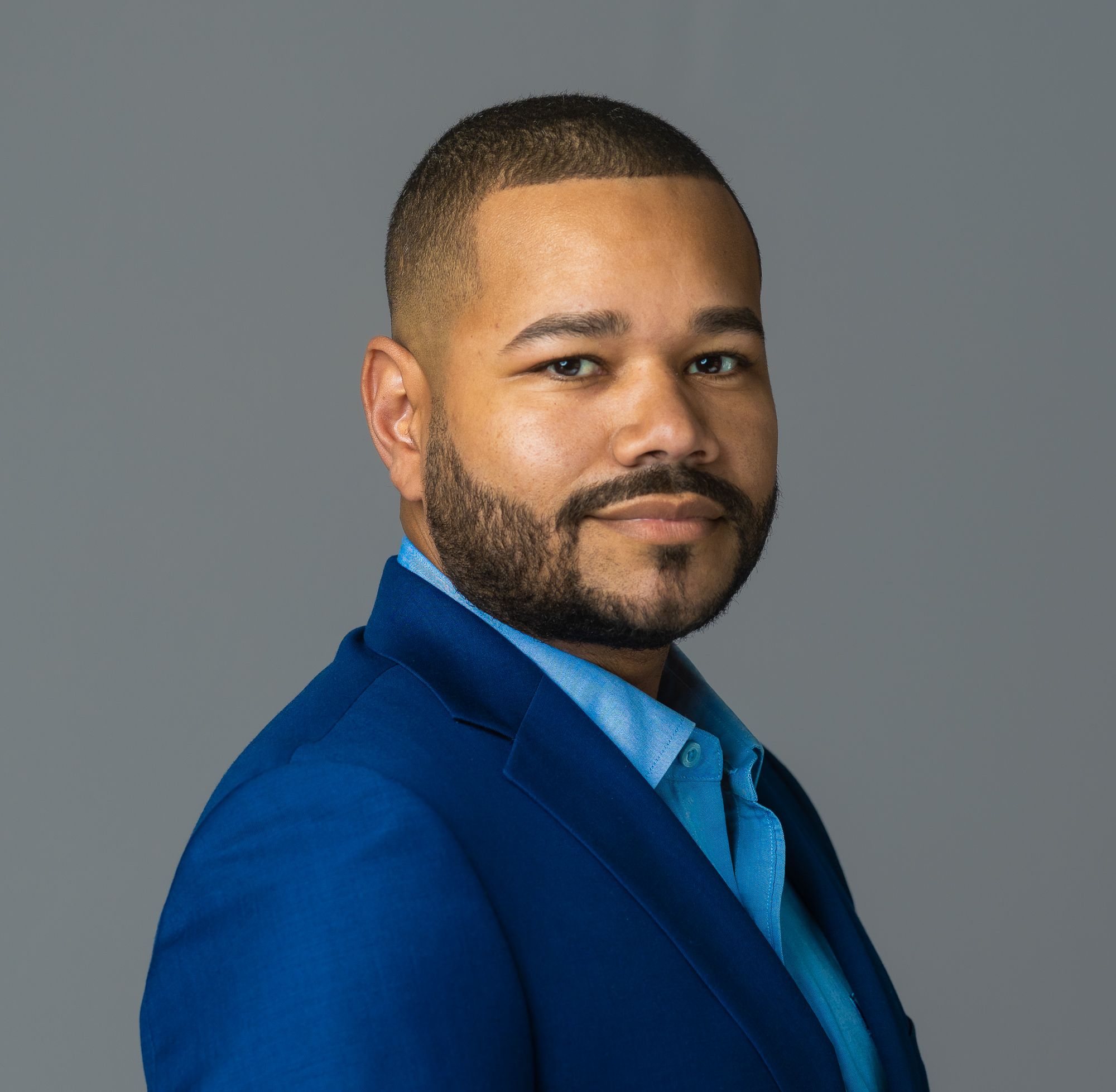 A business portrait, cropped square