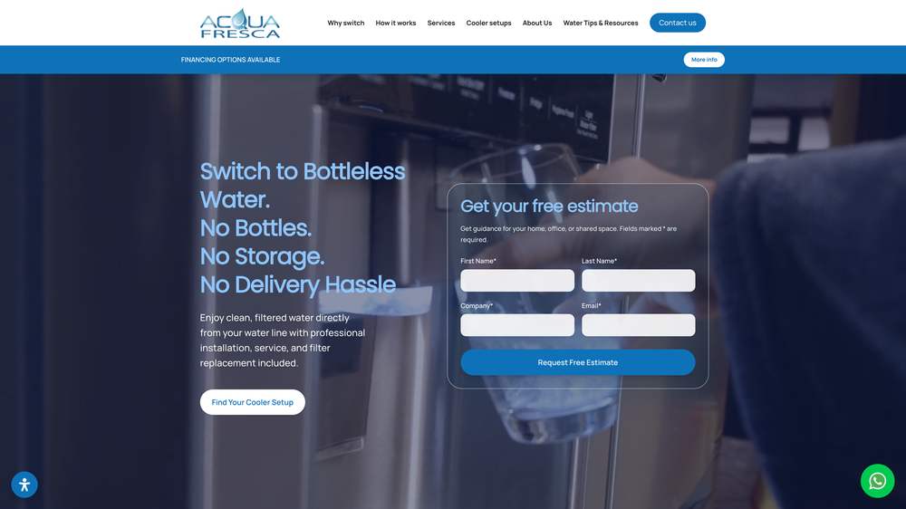Website we designed and built for Acqua Fresca, Water Filtration